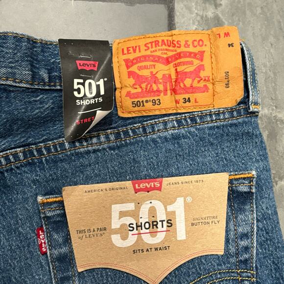 Levi's 501 NWT Long Length Raw Hem Shorts - size 34 - Picture 5 of 5